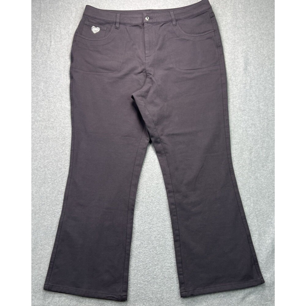 Dream Jeannes Quacker Factory Stretch Knit Pants Large Short Gray Comfort Mature